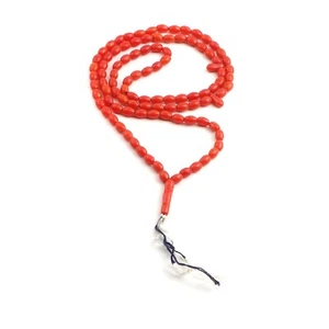 Vintage Czech Art Deco red glass beaded Islamic prayer bead strand 102 beads - Picture 1 of 3