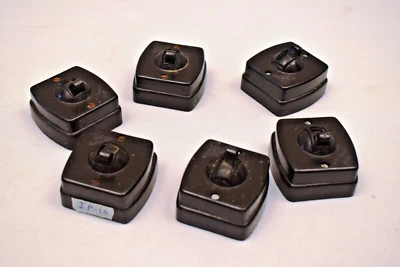 Interruptor eléctrico baquelita vintage luz marca estándar 250 voltios negro 6 piezas Lo"10 Foto 1 de 4