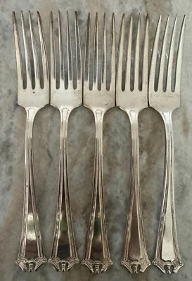 5 horquillas Continental Silverplate, 1914 por INTERNATIONAL SILVER 7 1/2" Foto 1 de 4