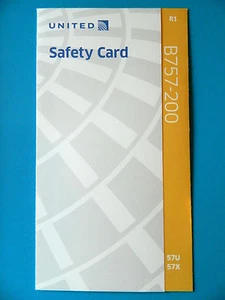 UNITED AIRLINES SAFETY CARD--757 OVERWATER-- RETIRED - Picture 1 of 3