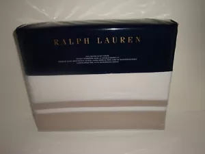 Ralph Lauren Bowery Sateen Full Queen Duvet Cover Vintage Silver White Cotton - Picture 1 of 5