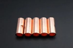 1/0 GAUGE COPPER BUTT CONNECTOR 5 PK CRIMP TERMINAL SPLICE AWG BATTERY CUR1/0 - Picture 1 of 8