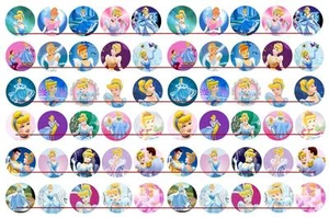 60 Precut 1" CINDERELLA Bottle cap Images Set A - Picture 1 of 1