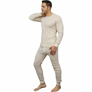 Conjunto de ropa interior térmica gofre suave para hombre conjunto de johns largos top y pantalones de capa base - Imagen 1 de 10