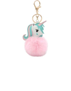 Trendfuxx® - pompón de piel / pompón de piel / llavero - unicornio - piel sintética - Imagen 1 de 2