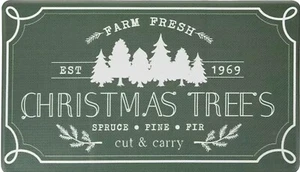Anti-Ermüdung PVC Küche Fußmatte (18x30") Bauernhof frische Weihnachtsbäume auf grün, HL - Bild 1 von 15