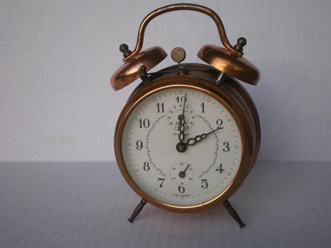 Rare Vintage Wehrle Mechanical Alarm Clock Copper & Brass Made In Germany Cover