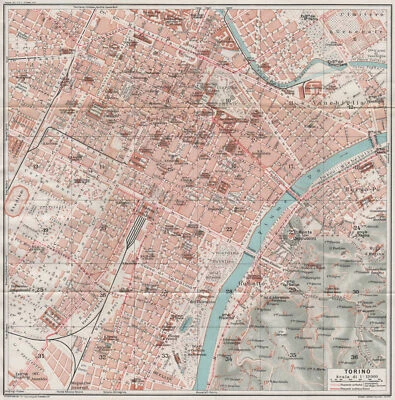 TURIN TORINO. Vintage town city map plan. Italy 1924 old antique chart - Image 1 of 2