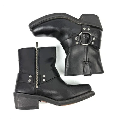 Botas Harley Davidson El Paso 7 para mujer arnés de cuero negro botín con cremallera Foto 1 de 4