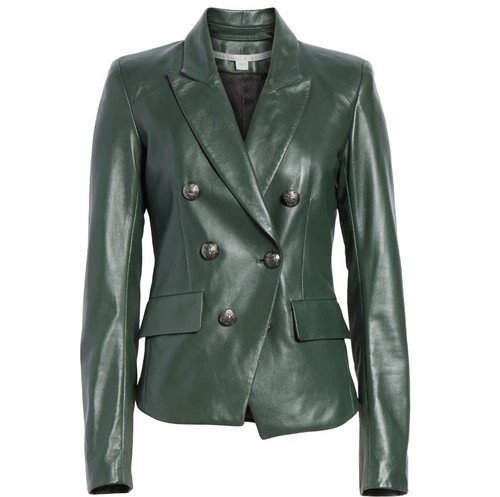 VETEMENTS Giacca Blazer Doppiopetto Veronica Barba Cooke Pelle Dickey Verde Scuro 00