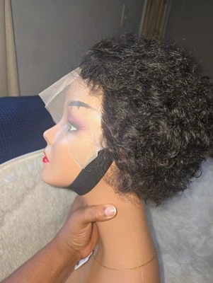 13x1 Transparent Frontal Lace Short Pixie Human Hair Wig - Image 1 of 4