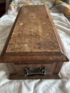 Antique Sewing Machine Table Drawer Wood With Metal Handle - Picture 1 of 11