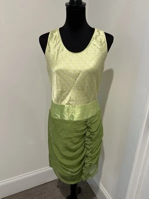 Vestido sin mangas de seda verde Poleci talla 6 Foto 1 de 4