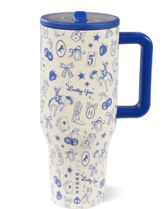 Hydrojug Blue Western Charm Traveler 40oz Tumbler Bottle Cup NEW - IN HAND - Picture 1 of 1
