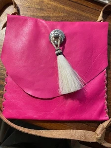 Handgefertigte Hot Pink Leder Schultertasche/Tasche/Beutel. 8x8 Zoll  Soft-As-Buttah !!!! - Bild 1 von 7