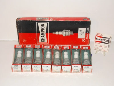 NEW Individually Sealed CHAMPION Set of 8 J-12Y Spark Plugs in Original Box J12Y - Image 1 of 4