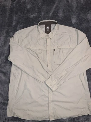 Camisa de camping REI para hombre ventilada manga larga abotonada poliéster XXL alta marfil Foto 1 de 4
