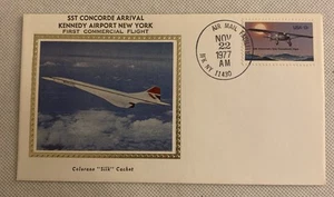 FIRST FLIGHT CONCORDE SST  BRITISH AIR ARRIVAL KENDEDY NOV 22,1977 COLORANO SILK - Picture 1 of 4