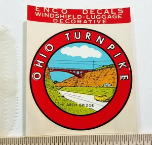 OHIO TURNPIKE ARCH BRIDGE Vintage Autentico ADESIVO DA VIAGGIO DECALCOMANIA & BUSTA Impko B7 - Foto 1 di 5