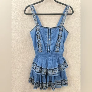 LoveShack Fancy Anna Dress Blue Cotton Embroidery Size XS - Picture 1 of 13