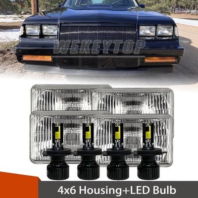 4pc 4x6 LED Headlight Housing Hi/Low H4 For Buick Regal Grand National 1984-1987 — 第 1/4 张图片