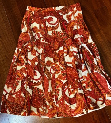 Falda EMILIA BELLINI Florencia Italia Diseñador Rojo Paisley Talla 44 Se Ajusta 0-2 De Colección Foto 1 de 4