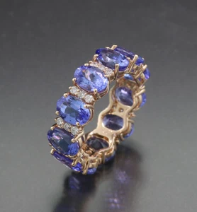 Wert 7.600 Euro Tansanit Brillant Ring 8,70 carat Roségold Eternityring - Picture 1 of 5