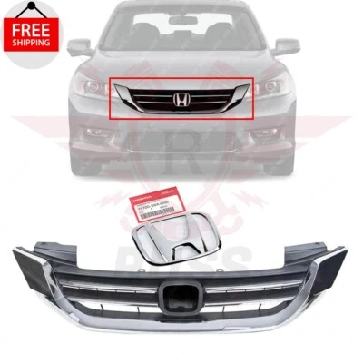 New Front Upper Grille & 'H' Emblem Set of 7Pc Fits 2013-2015 Honda Accord Sedan Foto 1 de 4