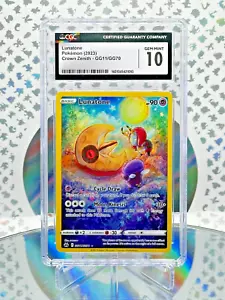 CGC 10 Lunatone GG11/GG70 Corona Zenith Ilustración Secreta Tarjeta Pokémon Rara - Imagen 1 de 1