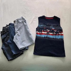 Boys Summer Lot Size 6,7,8 Carters Wrangler Striped Shorts Denim Shorts July 4 - Picture 1 of 9