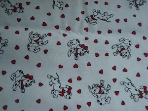 White Denim Fabric DALMATIONS with Red Hearts 60" x 29" Brand NEW - Picture 1 of 4