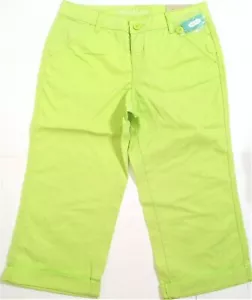 New Women's Maurices Capri Pants 9/10 Lime Green Lightweight Cotton Spandex NWT - Picture 1 of 4