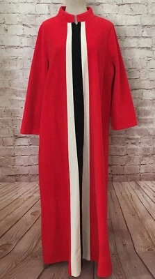 Vintage JC Penney Robe Red Velour Lounge House Coat 1/2 Zip Size 38 (Chest 46) - Image 1 of 4