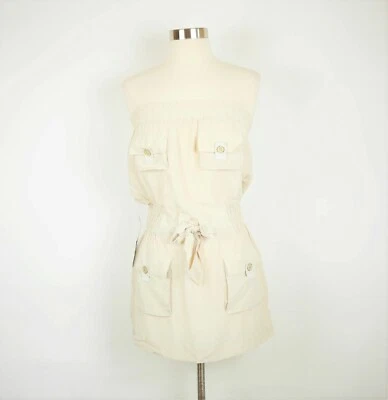 NUEVO Bebe Mujer XS - Beige Bronceado Claro 100% Seda Tubo Top Sin Tirantes Blusa Camisa Foto 1 de 4