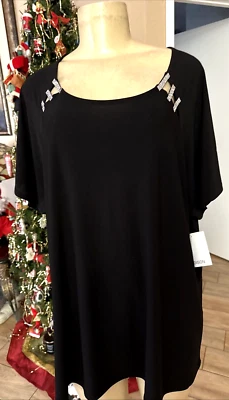 89th + Madison Black  Slit Rhinestones Straps & Trim Plus Sz 3X NWTS yb1 - Image 1 of 4