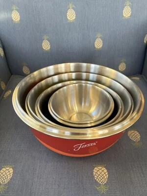 Juego 4 cuencos para servir mezcladores Fiesta de acero inoxidable base ponderada de dos colores BONITO Foto 1 de 4