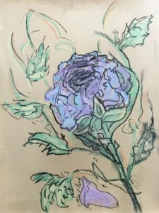 Original Pastel Rose Drawing 9" x 12" Signed, U.S. Plastic Sleeve, GIFT! US, Now - Picture 1 of 7