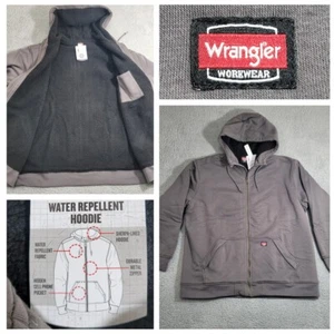 Wrangler Hooded Jacket Men's 3XL Gray Workwear Zip Sherpa Lined Water Repellant - Picture 1 of 22