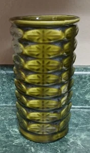 Vintage McCoy USA Floraline Atomic Starburst Vase 1960s Avocado Green #400 - Picture 1 of 9