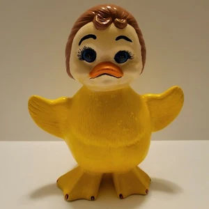 Vintage Holland Mold Easter Duck Baby Face Yellow Hand Painted 9.5” Ceramic Mold - Picture 1 of 8