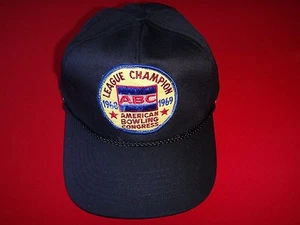 Black Ball Hat With LEAGUE CHAMPION AMERICAN BOWLING CONGRESS 1968-1969 Logo  - Picture 1 of 1