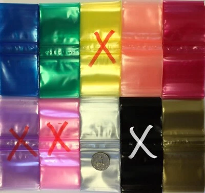 2.5 MIL 125125 Zip Seal COLORED BAGS - CHOOSE ONE COLOR 1000 Pieces, 👀Details🔽 - Image 1 of 4