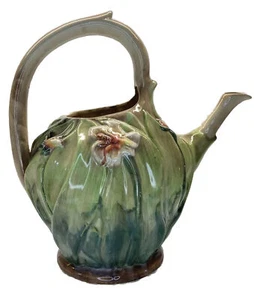 Vintage Majeloca Ceramic Pitcher Floral Pattern Green Foliage - Bild 1 von 7