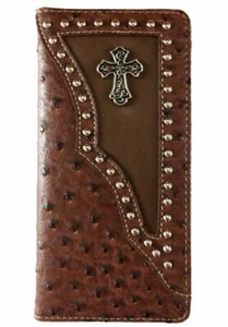 Cross Herren Geldbörse Western Doppelfaltbar Scheckbuch W011-55 Strauß braun - Bild 1 von 4