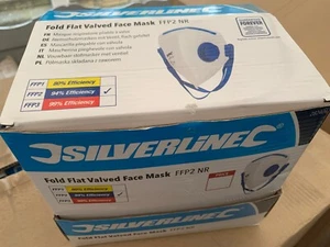 Box of 25, Silverline Fold Flat Valved Face Mask FFP2 NR - Picture 1 of 2