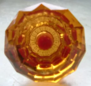 small amber cut glass drawer & cupboard cabinet pulls door knobs 35 mm - Picture 1 of 3