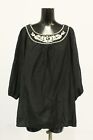Lane Bryant Women's Plus 3/4 Sleeve Embroidered Peasant Top AR8 Black Size 22/24