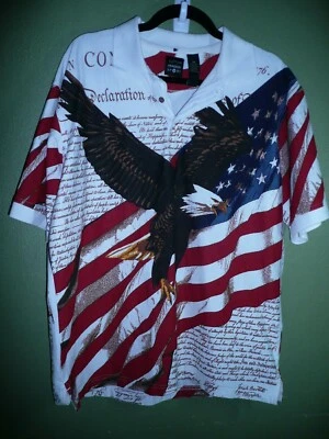 Camisa Polo LGE Cotton Traders Bandera Americana Constitución Patriótica 1776 de Colección Foto 1 de 4
