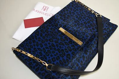Nuevo Bolso de Mano Tamara Mellon Attraction EXÓTICO Poni Azul Negro Leopardo  Foto 1 de 4