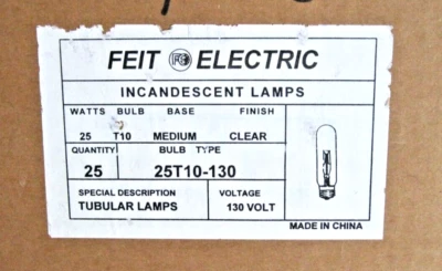 FEIT 25 Watt Tubular 25T10 Picture Appliance Aquarium Cabinet Light Bulb T10 E26 - Image 1 of 4